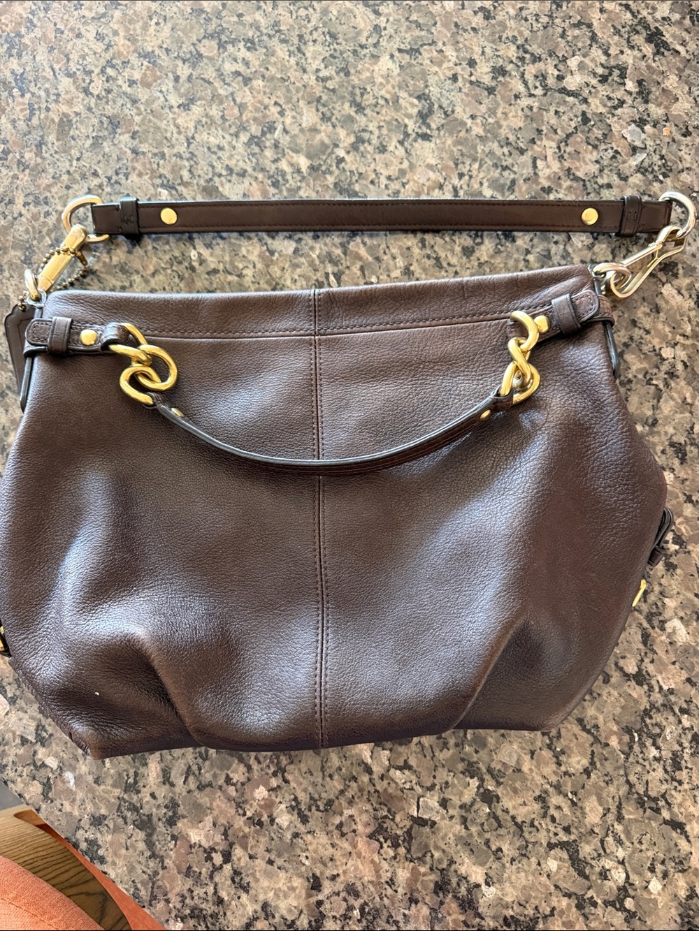 Coach Dark Brown Leather Brooke hobo Shoulder Bag 14142